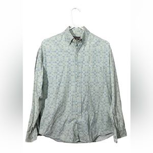 STETSON Button Down Shirt Mens Sz S Floral Long Sleeve Western Cowboy Green Blue